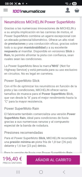 Neumático MICHELIN Power SuperMoto 16.5