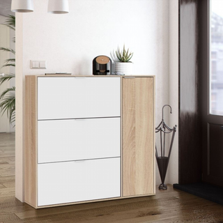 Zapatero Recibidor 4 Puertas. Roble Canadian/Blan