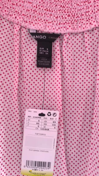 Camisa de tirantes con topos rojos Mango talla S