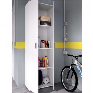 Armario Multiusos 2 puertas + 3 Estantes. Blanco