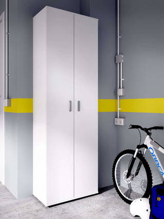 Armario Multiusos 2 puertas + 3 Estantes. Blanco