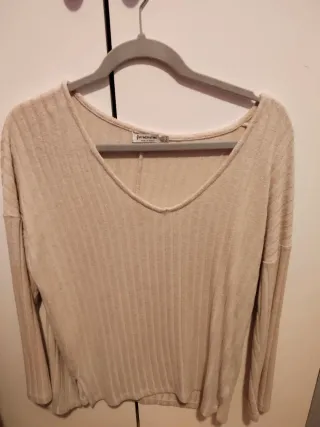Jersey pico Stradivarius beige Talla M