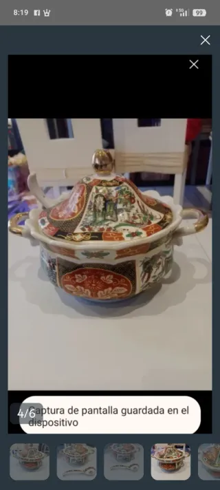 Sopera china antigua con cucharón