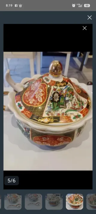 Sopera china antigua con cucharón