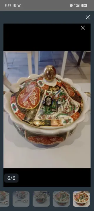 Sopera china antigua con cucharón