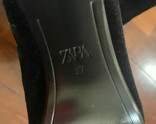 Botas Zara Tacón Efecto Ante Talla 37