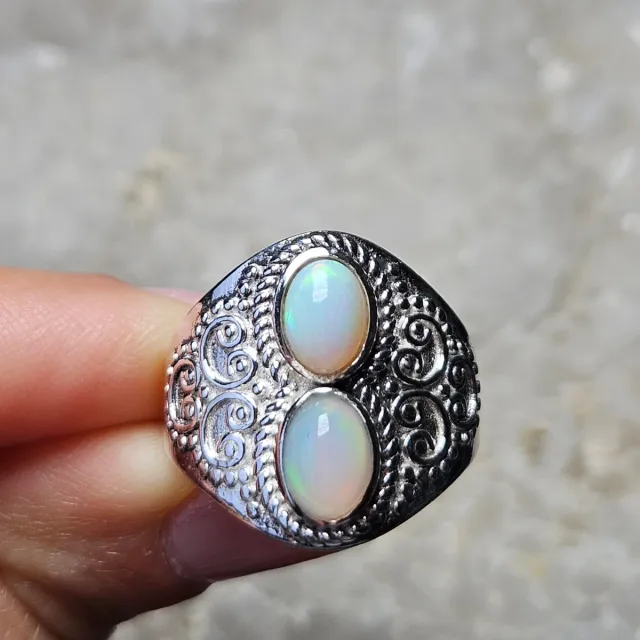 Anillo plata 925 con doble ópalo etíope