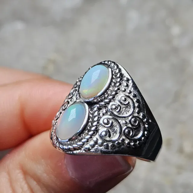 Anillo plata 925 con doble ópalo etíope