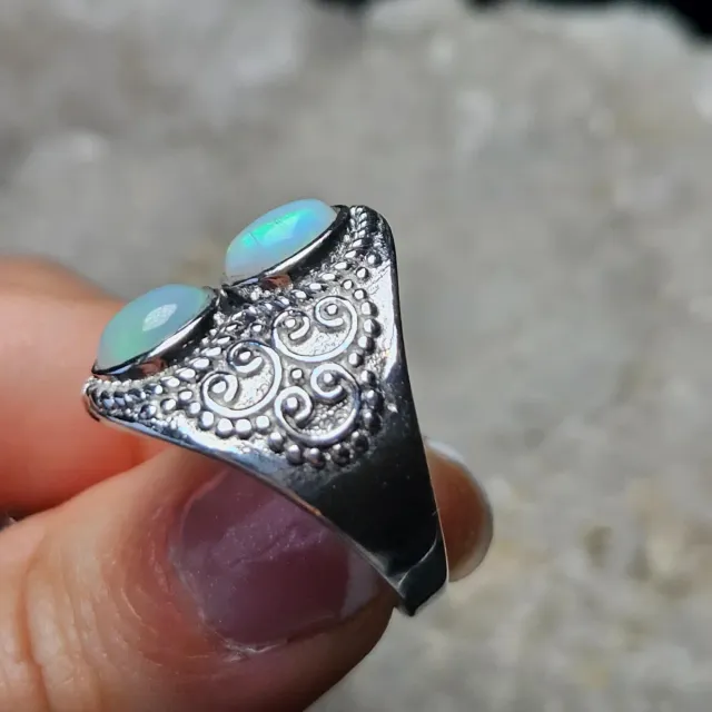 Anillo plata 925 con doble ópalo etíope