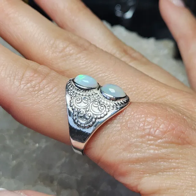 Anillo plata 925 con doble ópalo etíope