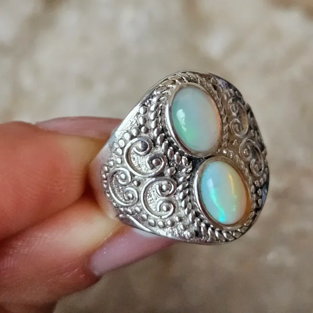 Anillo plata 925 con doble ópalo etíope