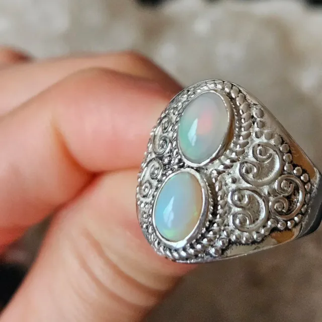 Anillo plata 925 con doble ópalo etíope