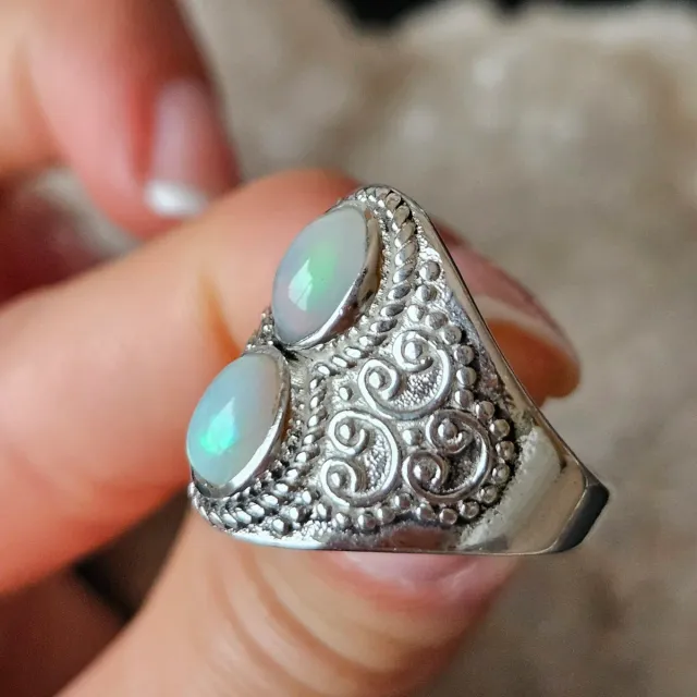 Anillo plata 925 con doble ópalo etíope