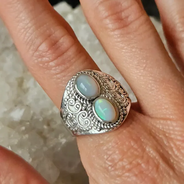Anillo plata 925 con doble ópalo etíope