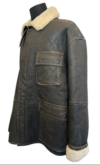 Chaqueta de cuero con borrego