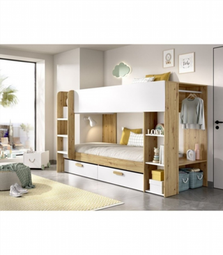 Litera 2 Cajones Estantería Y Armario. Nordic/Bla