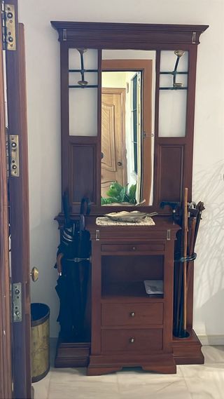 Mueble de entrada Paragüero con espejo y percheros