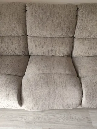 Divano relax 3 posti in tessuto beige/grigio