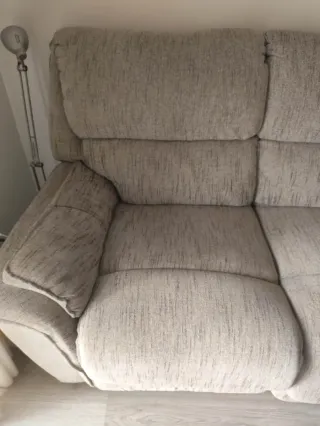 Divano relax 3 posti in tessuto beige/grigio