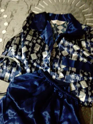 Pijama Raso Verano Azul y Plata