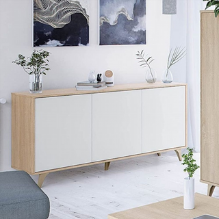 Aparador 3 Puertas. Roble Canadian/Blanco Artik