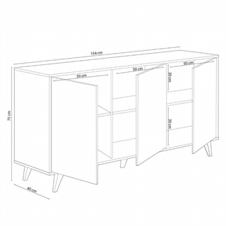 Aparador 3 Puertas. Roble Canadian/Blanco Artik