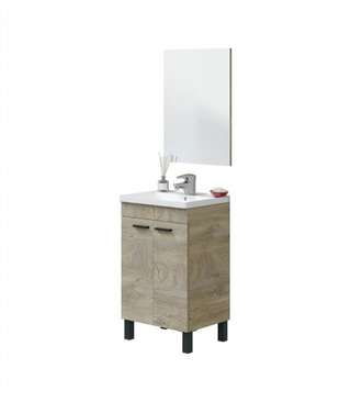 Mueble De Baño 2 Puertas Y Espejo Con Lavabo. Rob