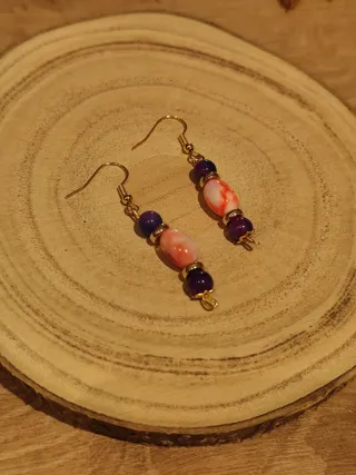 Pendientes flamenca color naranja y morado