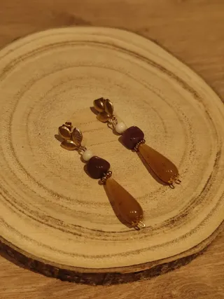 Pendientes flamenca ámbar y marrón