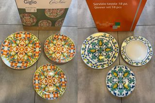Servizio Piatti Ceramica 18 Pezzi Decorati