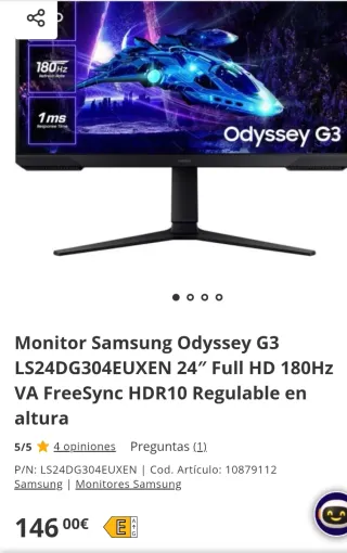 Monitor Samsung Odyssey G3 24 FHD 180Hz