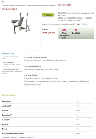 Press de banca G580 (plegable)