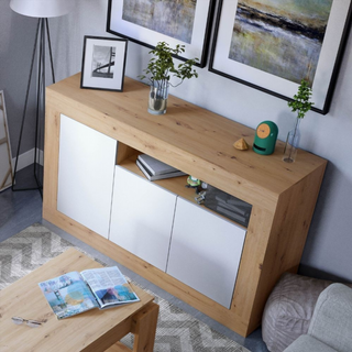 Aparador 3 Puertas 1 Hueco. Roble Nordi/Blanco Ar