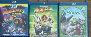 3 Películas Blu-ray Madagascar y Shrek