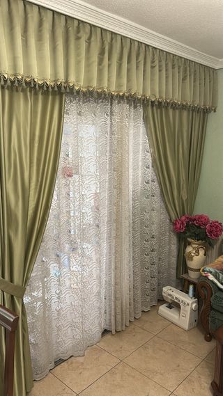 Cortinas de salón verde olivo