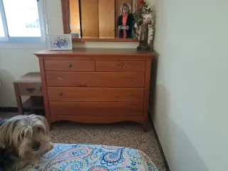 Muebles de dormitorio: cabezal, mesitas y cómoda