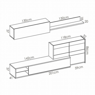 Mueble de Salón Tv Leds Rinconero. Blanco Brillo