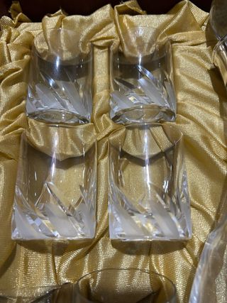 Juego decantador y Vasos Cristal con Detalles Plat