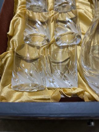 Juego decantador y Vasos Cristal con Detalles Plat