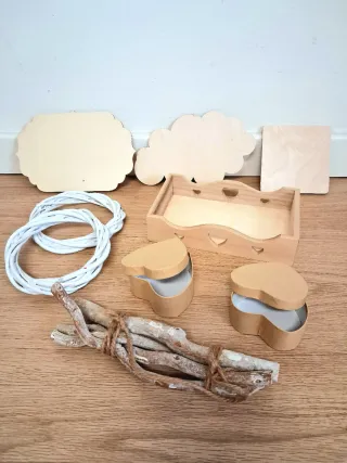 Set materiali creativi legno e carta