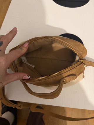 Bolso Zara Beige y Marrón Pelo Sintético