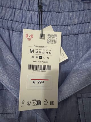 Conjunto Zara Camisa y Pantalón Lino Azul