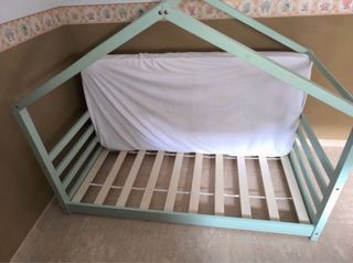 Cama Montessori Infantil Verde Agua