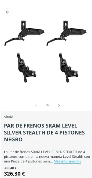 Frenos SRAM Level Silver Stealth 4 Pistones