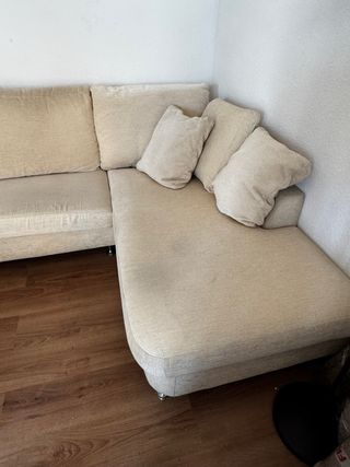 Sofá chaise longue beige tela