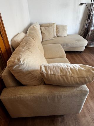 Sofá chaise longue beige tela