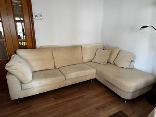 Sofá chaise longue beige tela