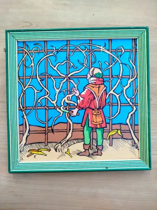 Conjunto 4 azulejos antiguos enmarcados