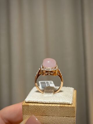 Anillo Oro Rosa Cuarzo Rosa y Circonitas