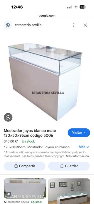 Mostrador joyero blanco mate 120x50x95cm